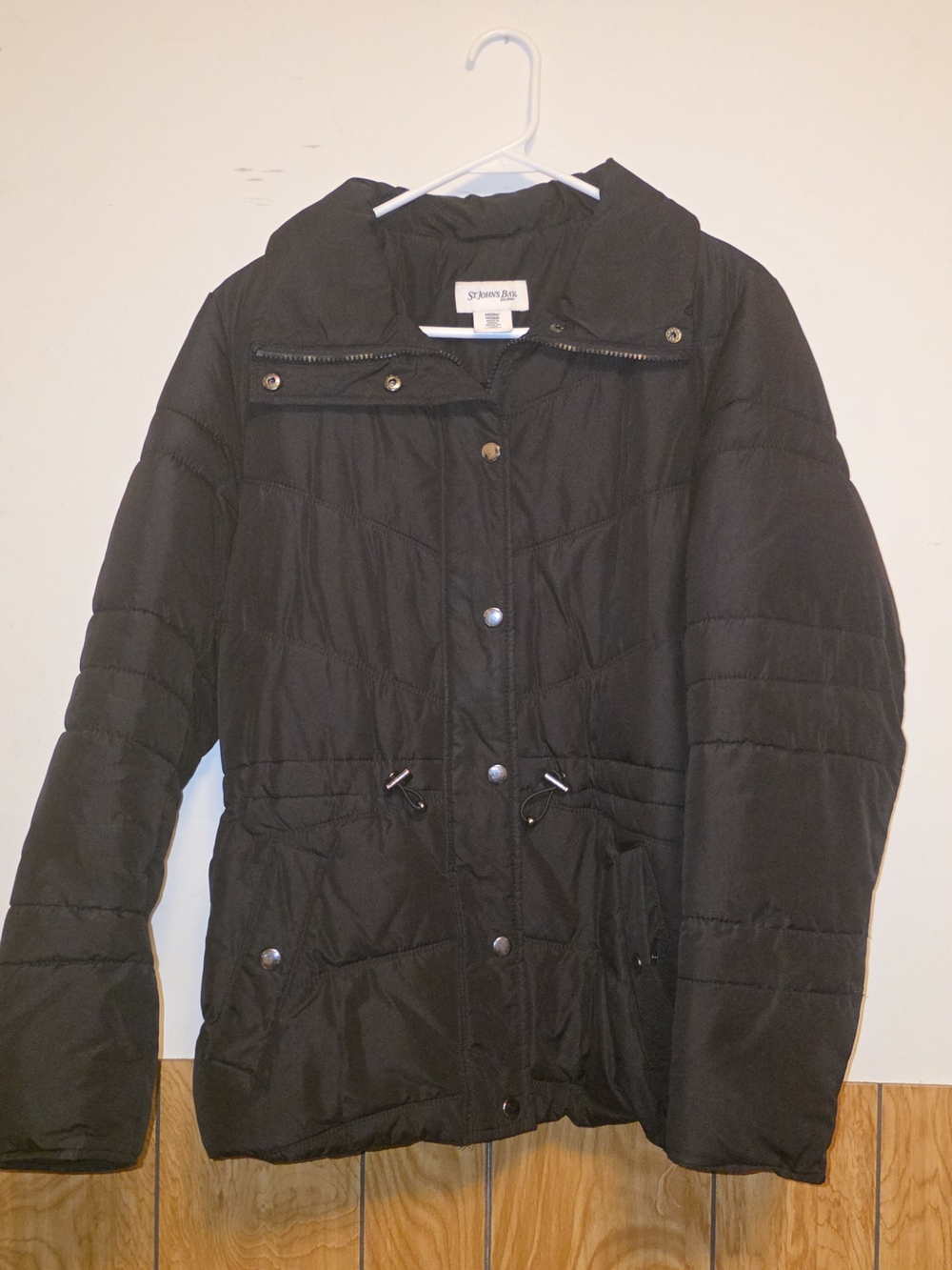 St. John's Bay Women's Black Quilted Puffer Coat